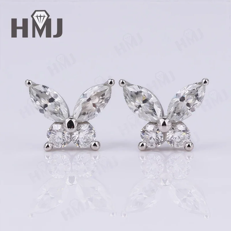 Schmetterlingsohrringe Moissanit D-Farbe VVS1-Reinheit 925 Sterling Silber Nicht Verblassend Piercing Jubiläumsgeschenk Vintage Großhandel – Detail 8