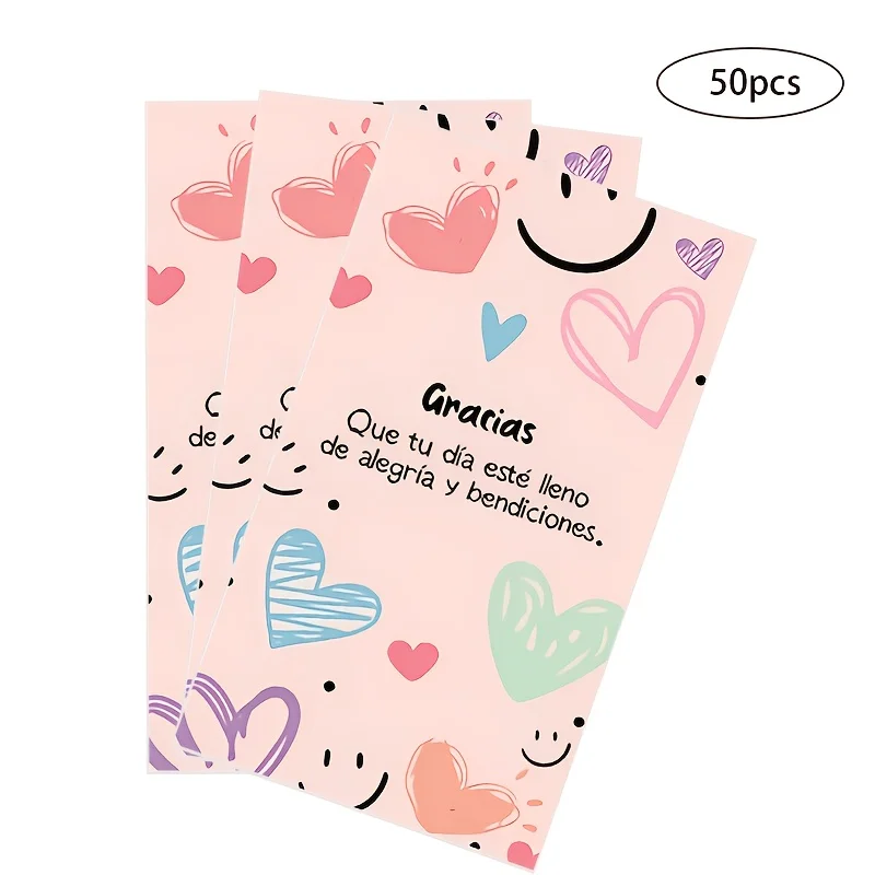 50pcs Spanish Thank-you Cards, Can Write Double-sided Thank-you Cards, Suitable for Online Stores, Small Gift Thank-you Cards