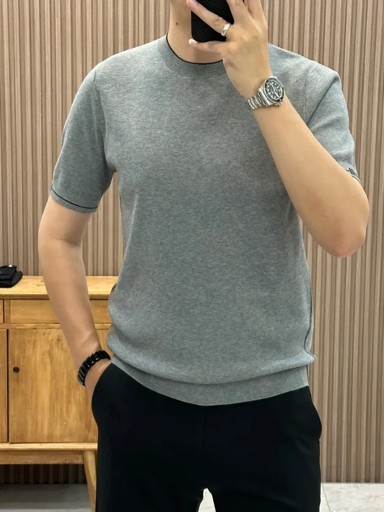 

Мужской осенне-зимний новый вязаный свитер с круглым вырезом, модный, стильный, высокого качества, приталенный, для повседневной носки