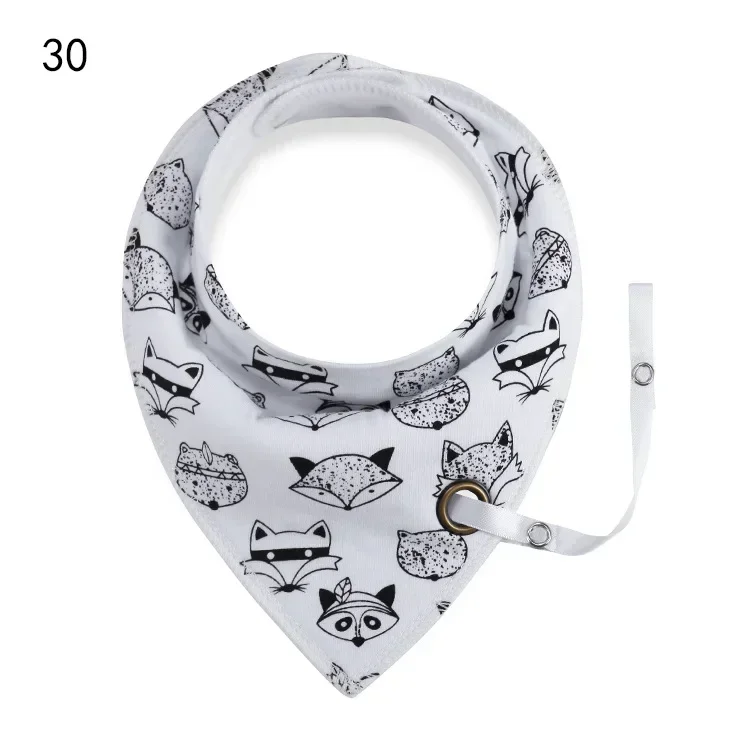 Baby Bibs Cotton Baby Feeding Apron Cute Baby Girls Boys Cartoon Feeding Scarf Bib Collar Bib Burp Cloth with Pacifier Chain