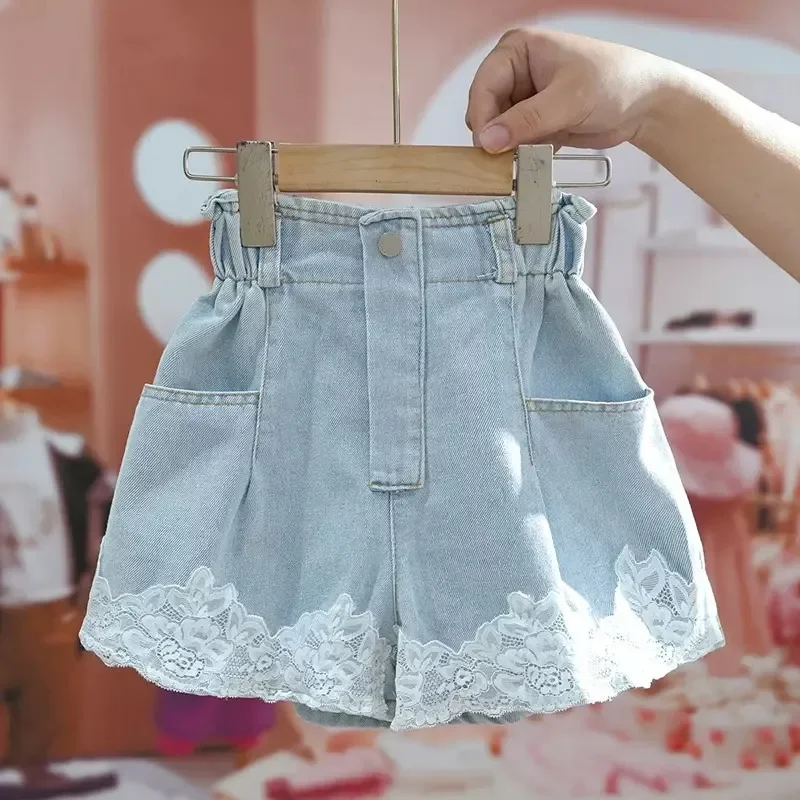 Kids Shorts Lace Denim Jean Shorts Kids Clothes Girls for 3 To 7 Years Toddler Summer Clothes for Girls Baby Shorts