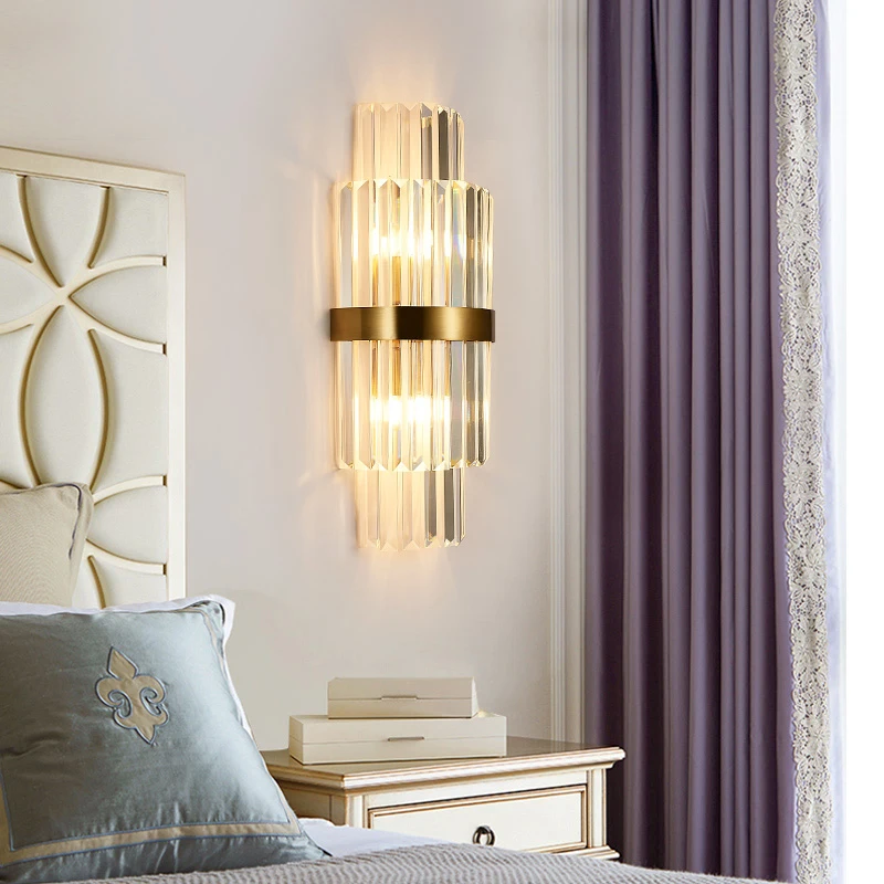 

Modern Crystal Wall Lamp Nordic Light Luxury Living room Background Wall Staircase Aisle Lamp Corridor Bedroom Bedside Lamp