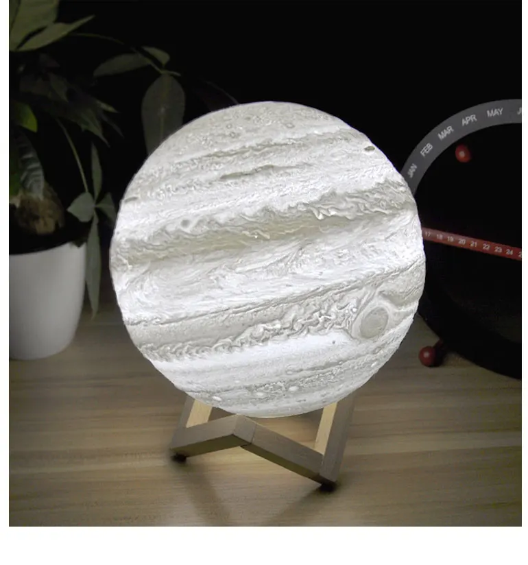 3D Printing Jupiter Lamp Moon Light Earth 16 Colors Remote Contorl Rechargeable Night Light Child Baby Bedroom Decor Colorful