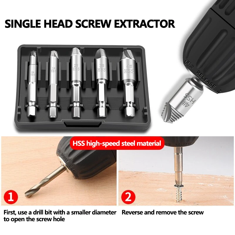 Screw extractor, wire extractor drill bit, sliding wire, broken tooth extractor