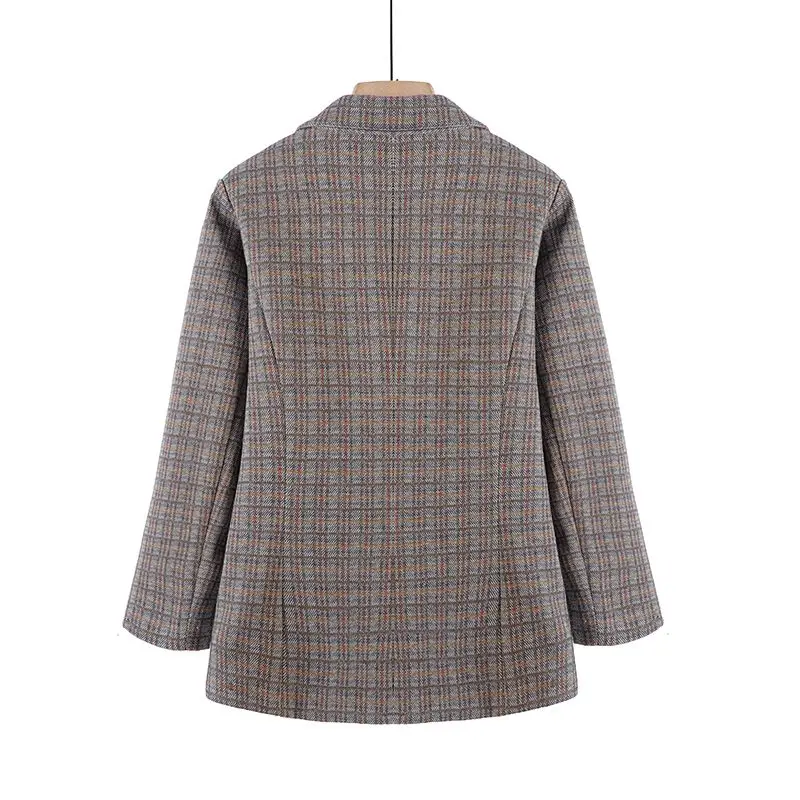 Veste chic décontractée trempée pour femmes, pardessus à la mode, blazer professionnel à carreaux, vêtements d'extérieur courts, automne, nouveau