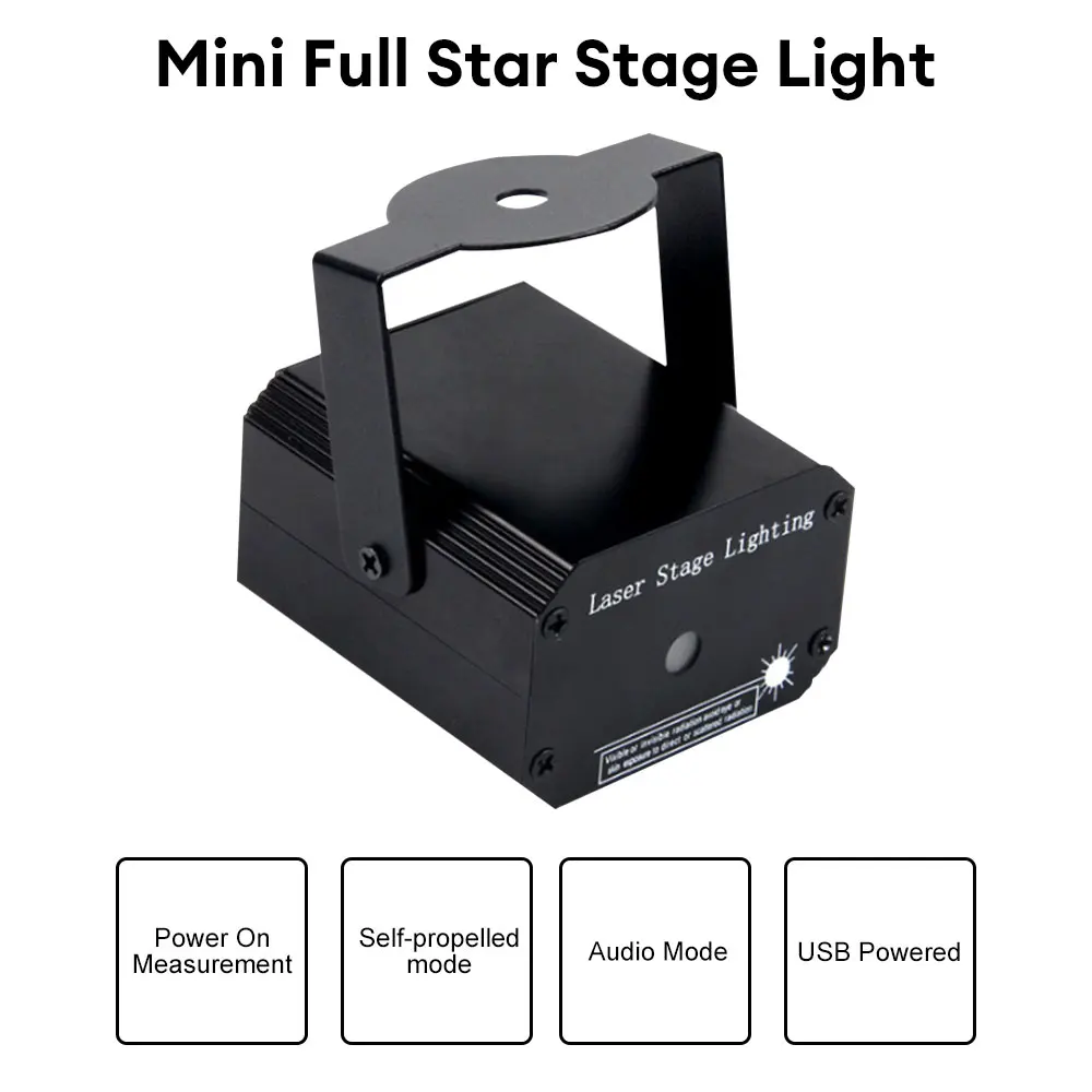 Mini Stage Light DJ Dance Disco Bar LED Party Xmas Stage Effect Light Red Green Beam Star Patterns Projector Flash Stage Lamp