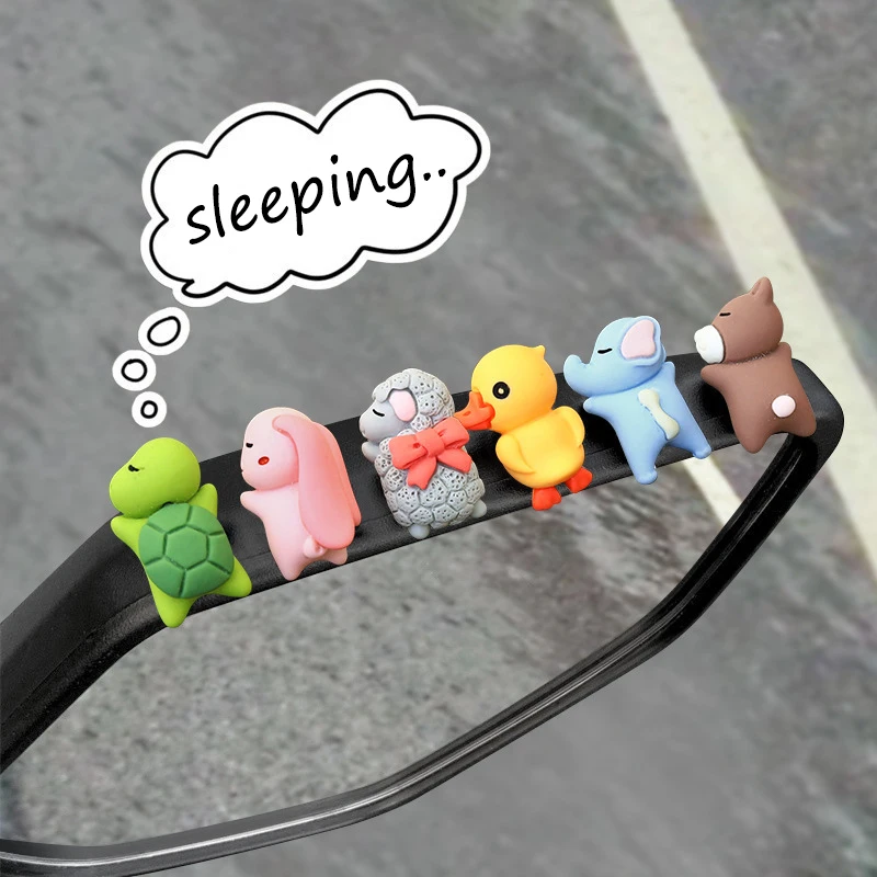 Car Dashboard Cute Animal Ornaments Sleeping Mini Cartoon Toy Car Motorcycle Paste Ornament Pendant Decor