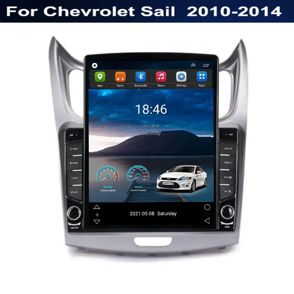 Экран Tesla Android 14, для Chevrolet Sail 2009 2010 2011 12 2013, автомобильное радио, мультимедийный GPS-навигатор, плеер, экран, камеры DSP