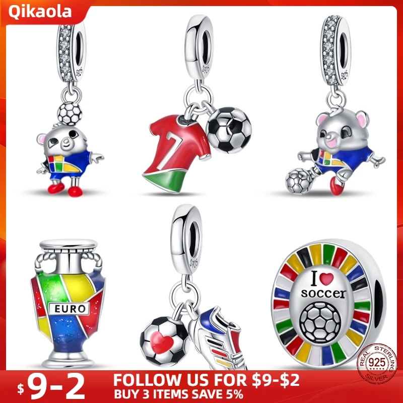 Original S925 Sterling Silver European Cup Series-Trophy Pendant Fit pand 3mm Bracelet DIY Beads Fashion For Women Jewelry Gift