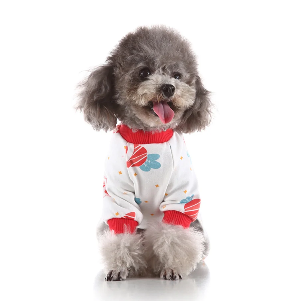 Pet Pajamas Dog Clothes Puppy Size M Warm Autumn Winter Pet Home Costume Party Dog Cotton Clothes for Walking