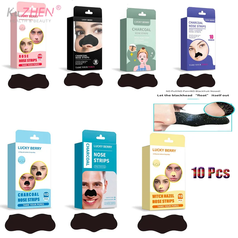 10 Pcs/Pack   Bamboo Charcoal Blackhead Removal Nose Mask Deep Cleaning Pore Acne Strips Nose Care Patch Smooth Skin Beauty Tool