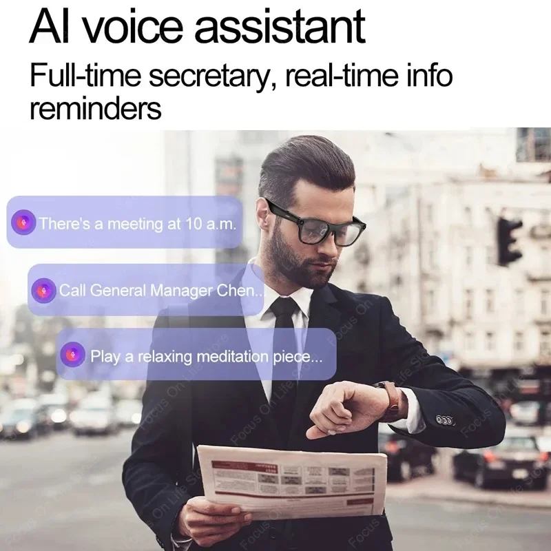

For S336 Smart AI Glasses HD Shooting Listening Call Recording Video Camera Glasses ANC ENC Dual Mic Noise Reduction Headset