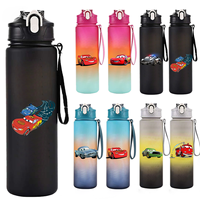 Disney Cars Water Cup 750ml Rainbow Gradient Large Capacity Water Cup for Outdoor Sports and Leak Prevention for School Students