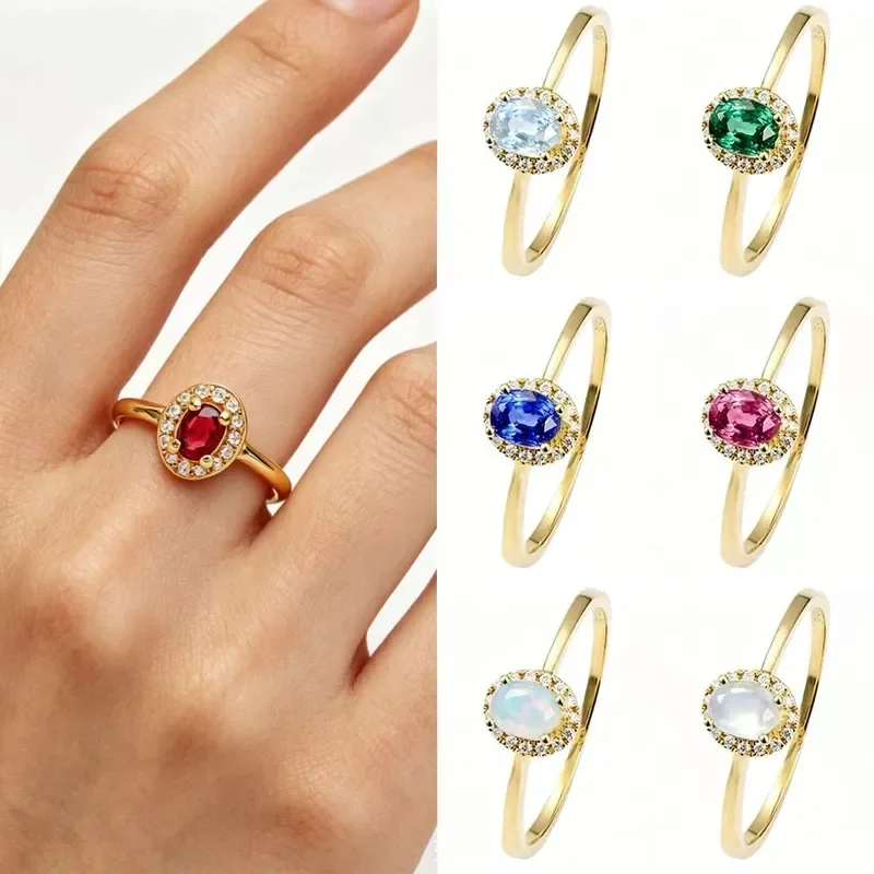 Princess Diana December Birthstone Ring Women's Natural Treasure Oval Circle Silver Ring Cross-border Jewelry Source Factory