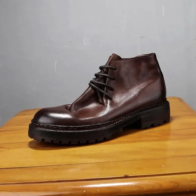 High End Goodyear-Retro Heavy Water Washed Old Genuine Leather Desert Boots Men's Casual Workwear