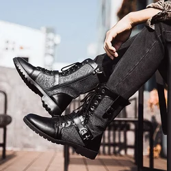 Male Shoes Lace Up With Fur Men's Boots Platform Retro Sale Cheap Original Deals High Quality In Promotion Casual Low Price Y2k