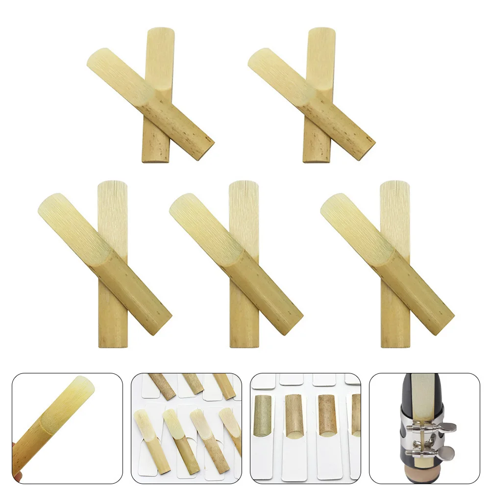 

10Pcs Clarinet Reeds Natural Durable Practical Clarinet Supplies Professional Instrument Replacement Reed Compact