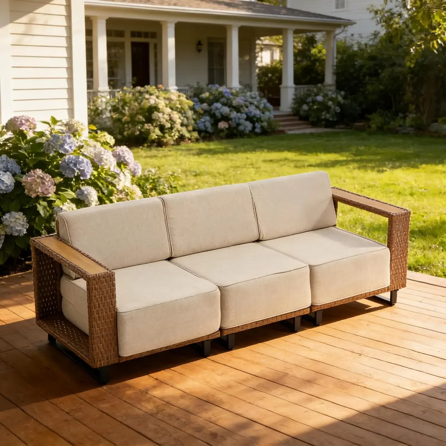 3 Pieces PE Rattan Wicker All-Weather Outdoor Patio Furniture Sets | Premium PE Rattan Wicker Outdoor Modular, Customized