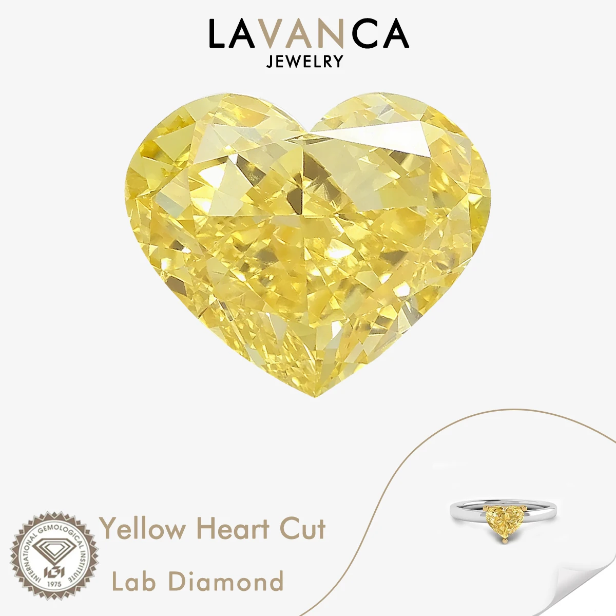 

Fancy Vivid Yellow Lab Created Diamonds 0.5-3.0ct Heart Cut Lab Grown Diamonds CVD/HPHT Loose Diamond With IGI Certificate