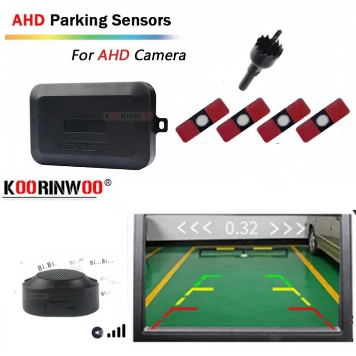 Koorinwoo Original 13mm Dual CPU Parking Sensor 4 Sensors Cars Radar Detector Video System Parktonics For AHD Camera and Monitor