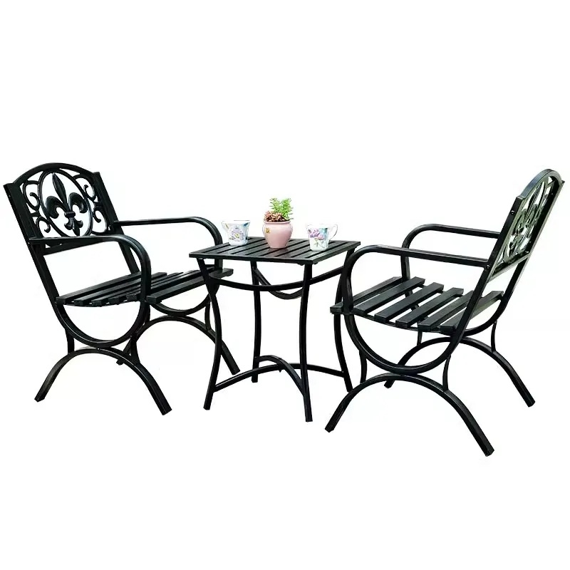 

Wrought iron outdoor table and chair combination courtyard balcony small coffee table single garden home outdoor three-piece