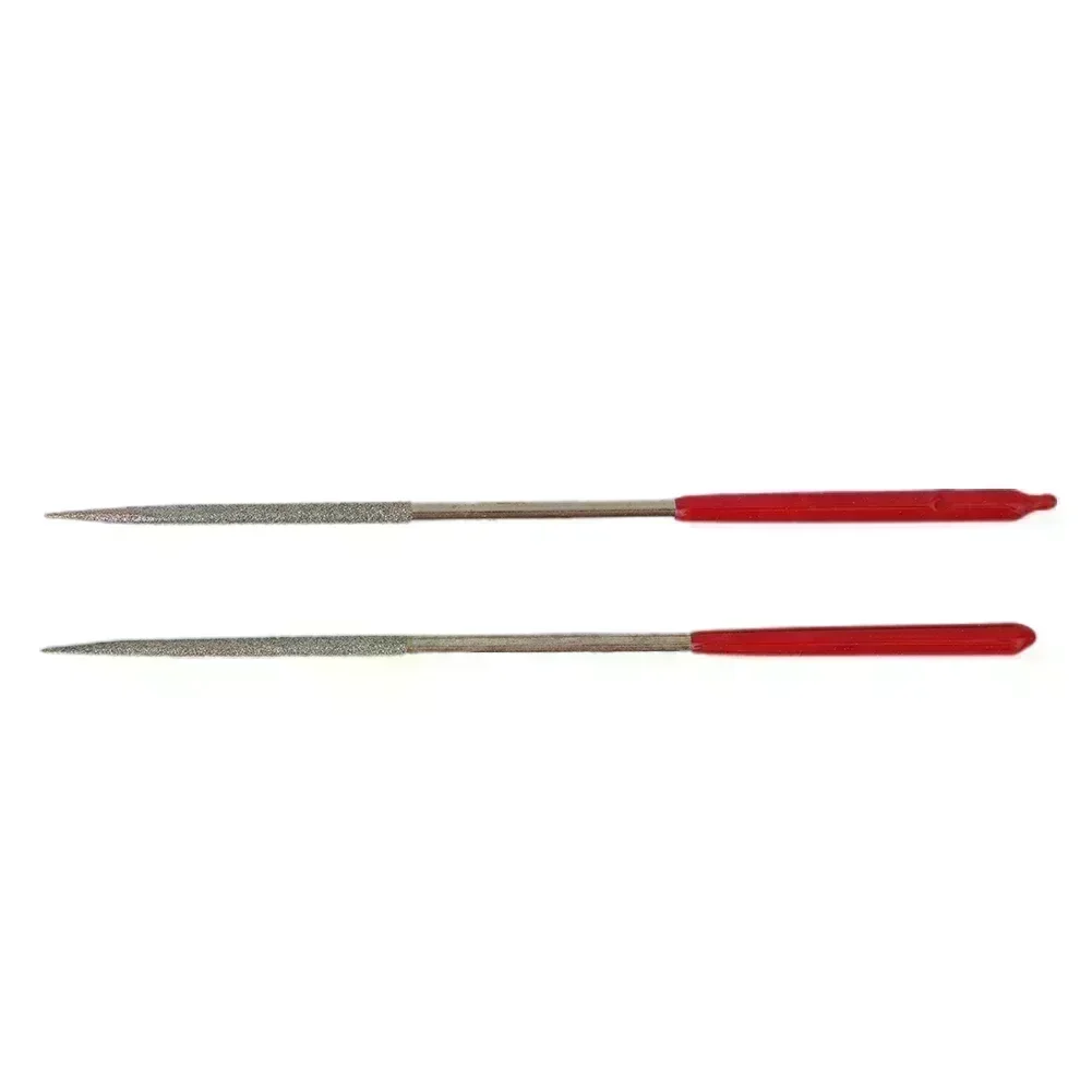 Needle File Diamond Files Industrial 3 X 140 Mm 5.5 Inch Accessories Parts Round Silver Tone + Red For Mechanics