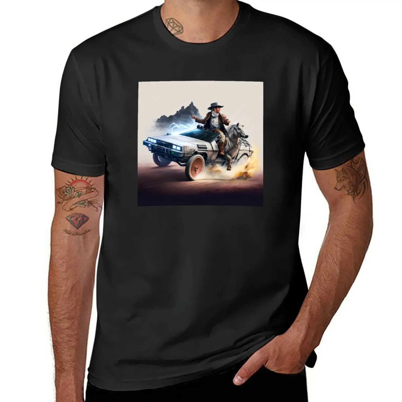 Delorean Cowboy T-Shirt new edition customizeds hippie clothes aesthetic clothes mens funny t shirts