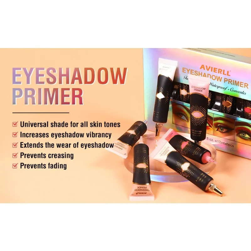 Base de primer para os olhos, corretor de maquiagem, pré-maquiagem, creme iluminador de cor, à prova d'água, longa duração, sombra, corretivo