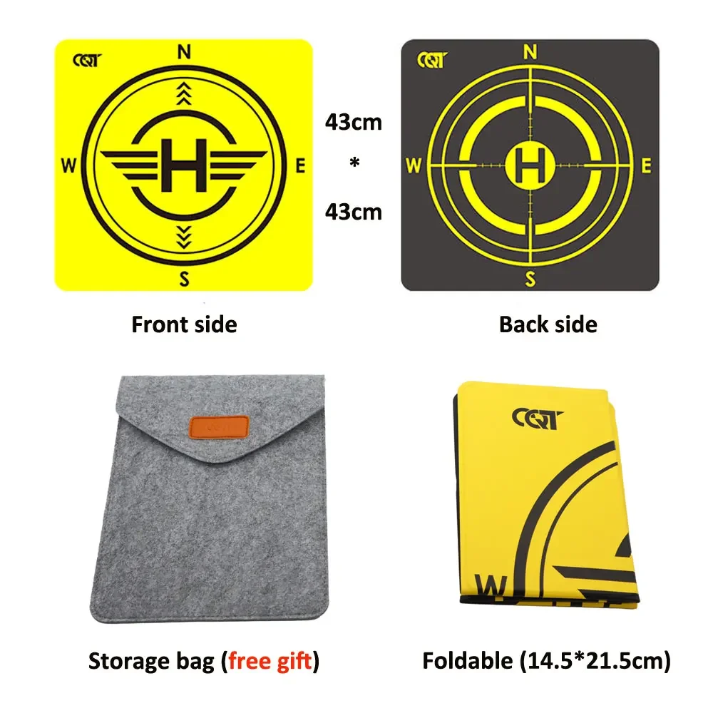 43cm Drone Landing Pad Foldable PU Waterproof Launch Mat for Air 3/2S/Mini 3/4Pro/Mavic 3/Mavic Mini/Phantom 4/Avata 2/FPV/X8SE