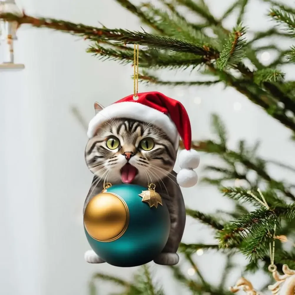 Christmas Cat Pendant Decoration Cartoon Cute Cat Pendant Christmas Car Interior Decoration Christmas Tree Pendant Decoration