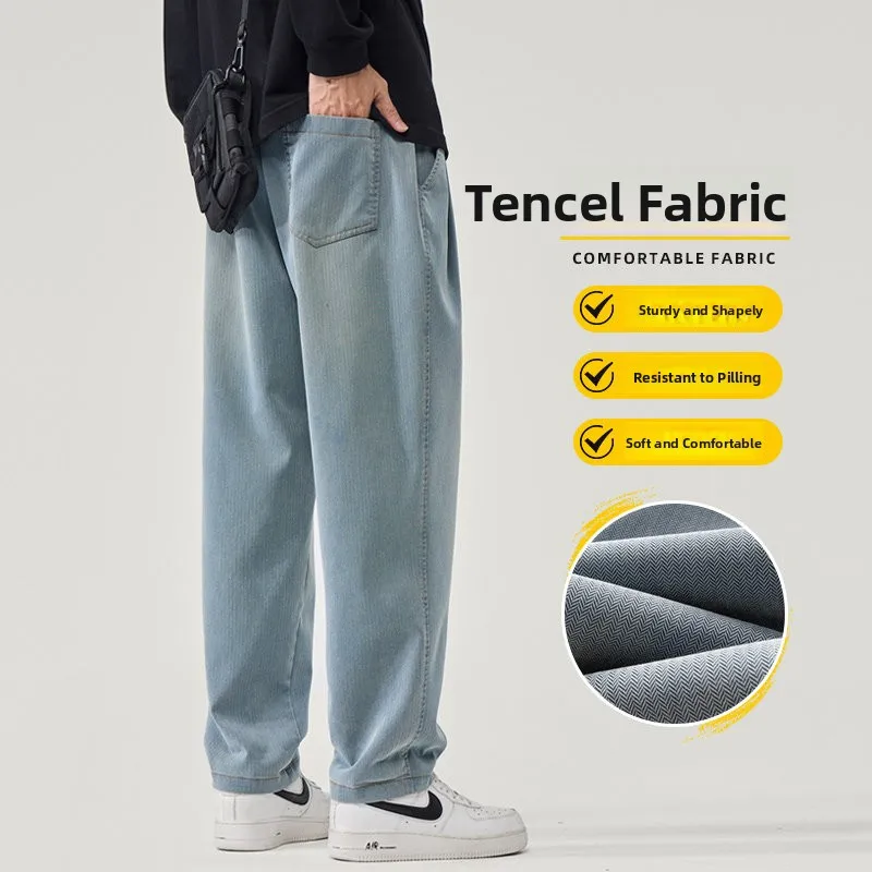 

Men's Casual Straight Leg Jeans Loose Fit Waed Denim Spring Autumn Winter Faionable Straight Pants