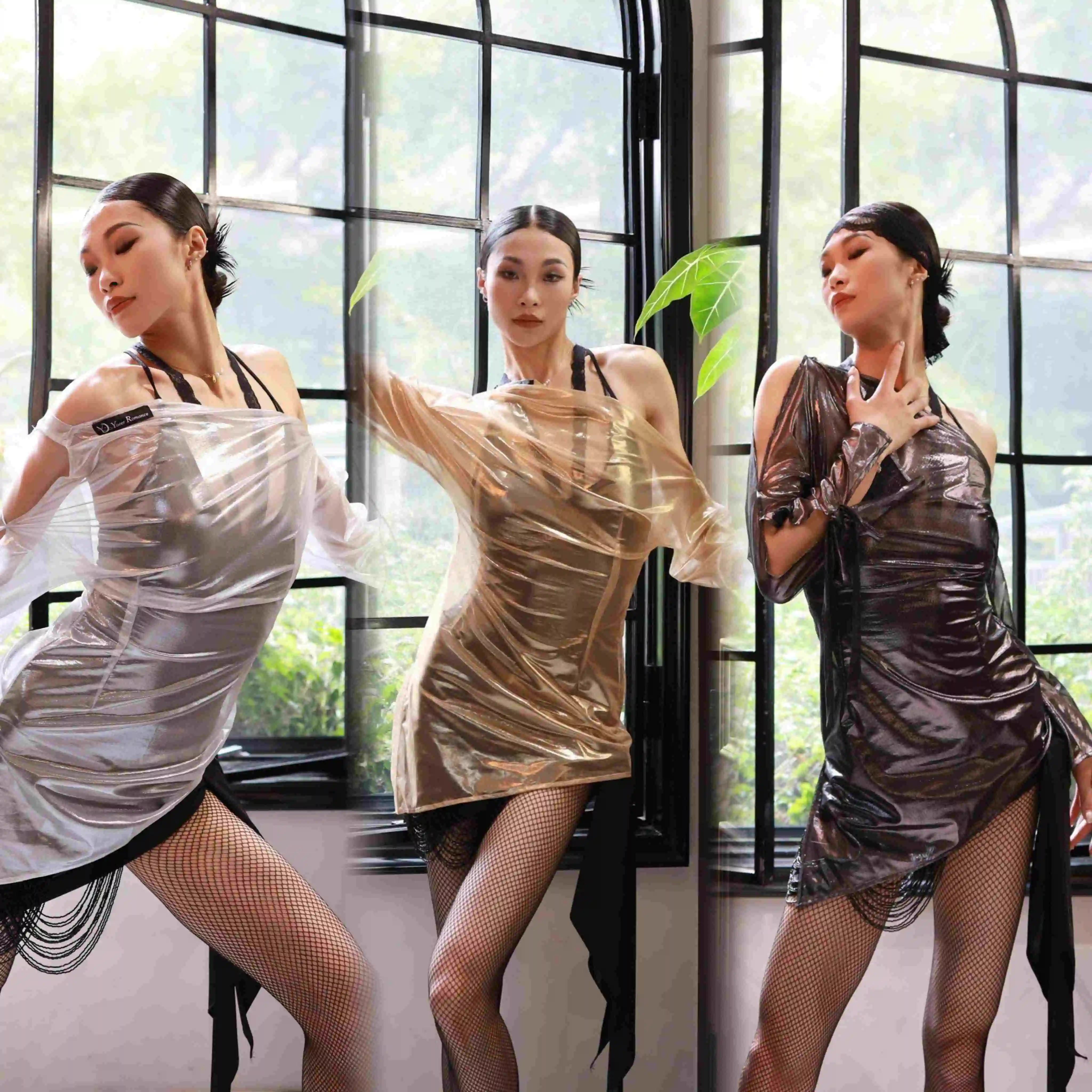 Sexy See-Through Latin Dance Dress Women Practice Clothing Rumba Tango Dance Costume Tops Skirt Performance Dance Wear DNV21986