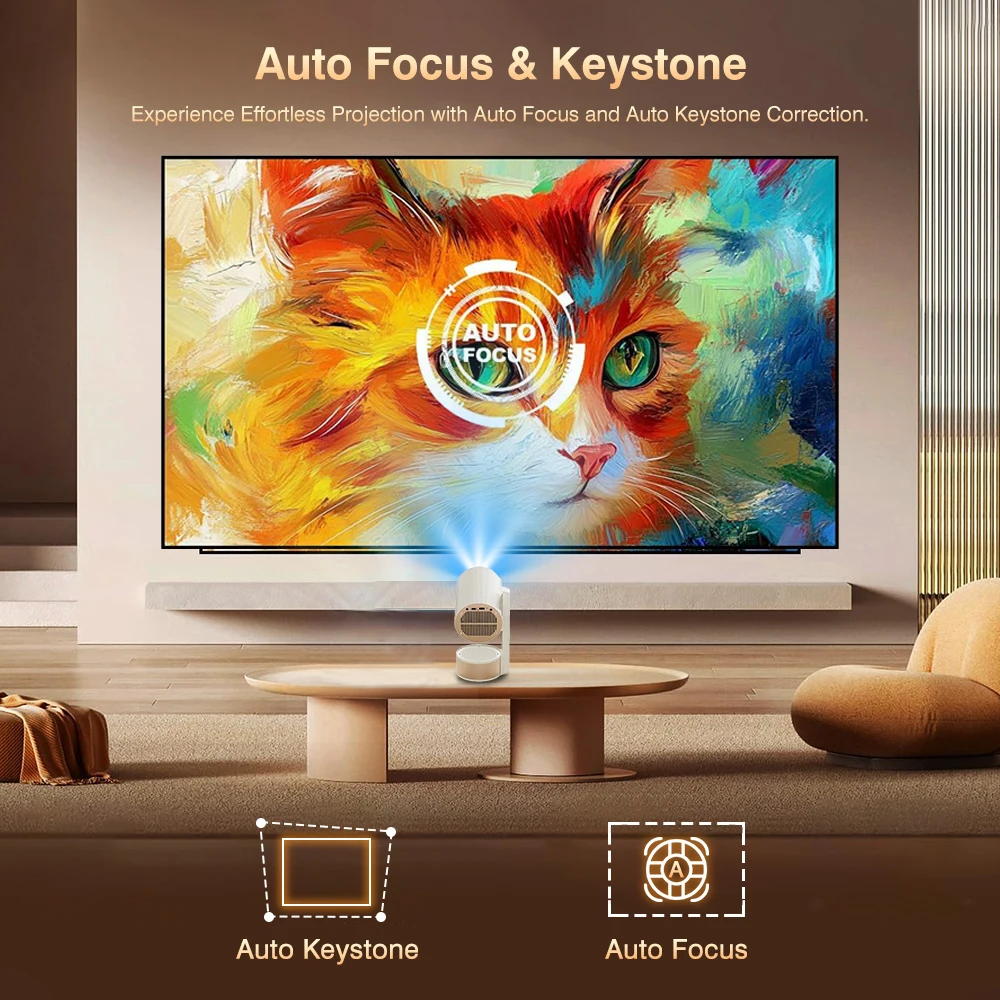 โปรเจคเตอร์ Everycom H6 PRO Mini โปรเจคเตอร์พกพา 4K วิดีโอ TOF โฟกัสอัตโนมัติ สมาร์ทโฮม Full HD 1080P โฮมเธียเตอร์ ซีนีม่า