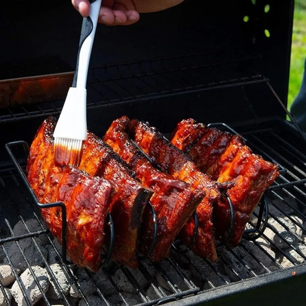 Multi-Purpose Non-Stick BBQ Rib Racks Carbon Steel Durable Roasting Stand Extra Long BBQ Steak Racks Restaurant
