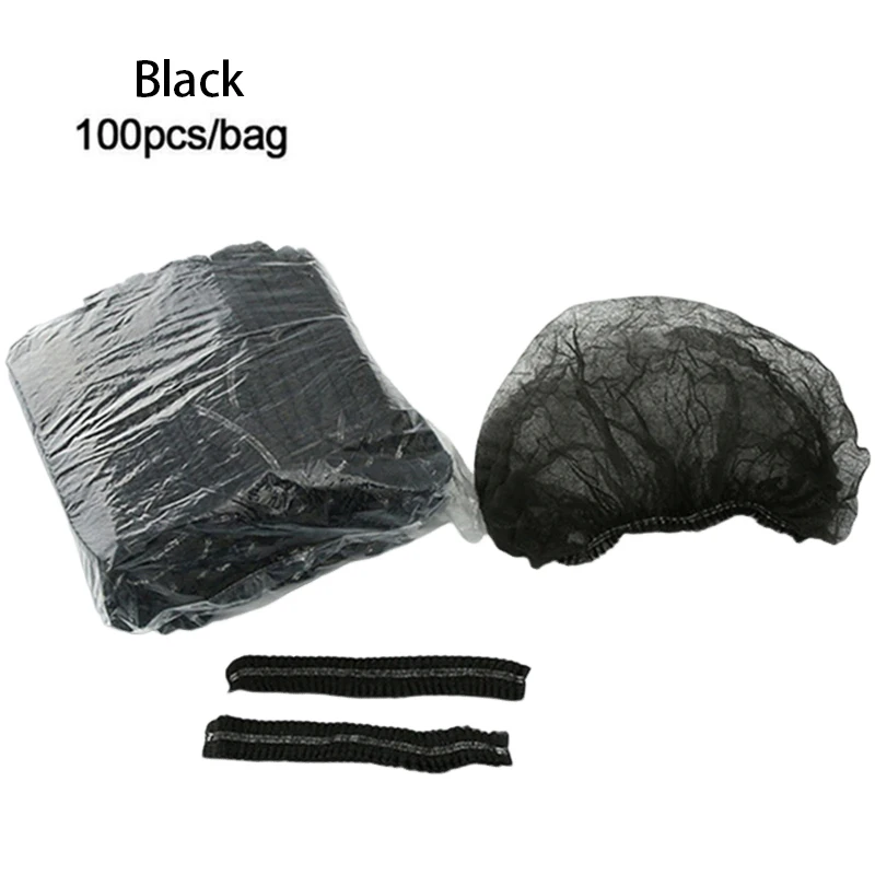 100PCS Einweg Kappen Kompresse Elastische Mesh Atmungsaktive Vlies Hut Für Kochen Lebensmittel Service Küche Hause Salon Spa Haar hüte