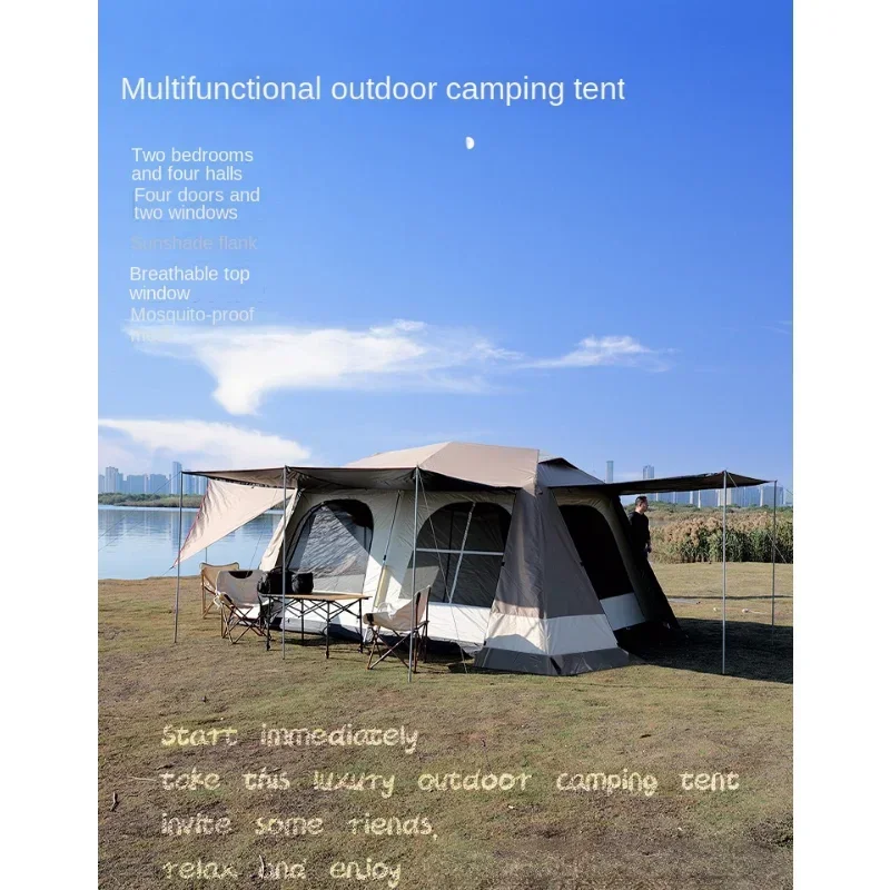 4-12 PeopleOutdoor Multi Person Camping Big Tent Villa Tent Mobile House Automatic Opening Big Tent Travel Equipment