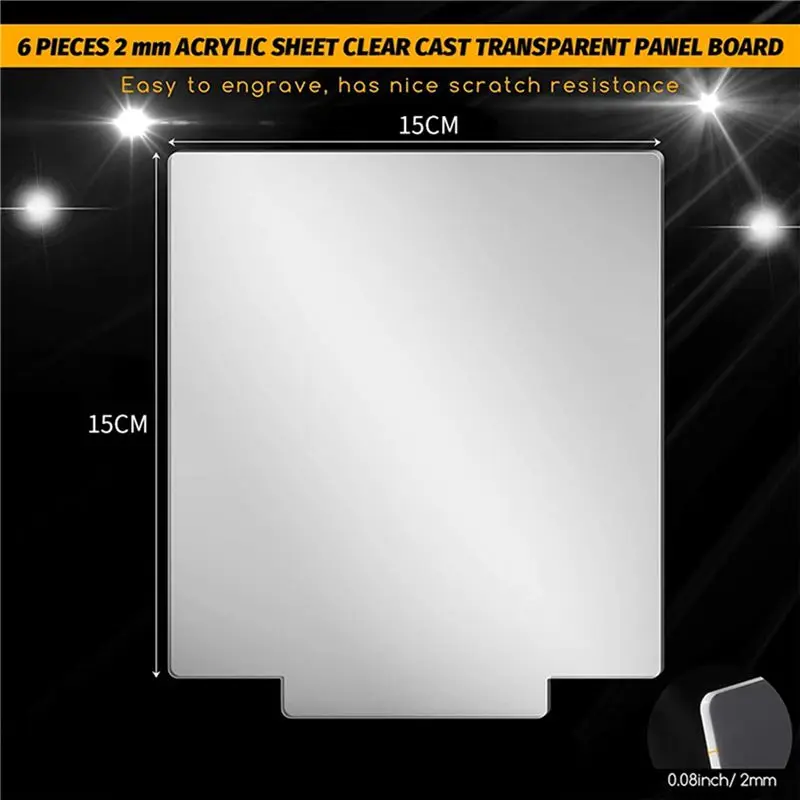 A74E-Acrylic Sheet Clear Cast For LED Light Base Table Signs DIY Display Projects Craft Ledlights For Projects 24 Pieces