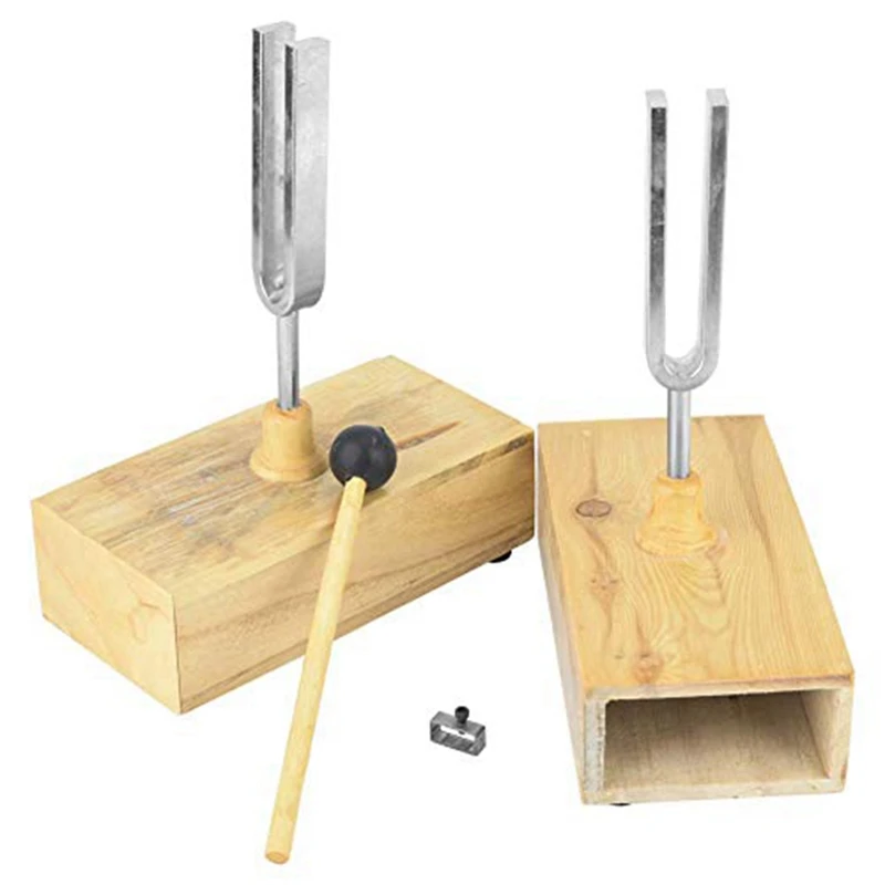 tuning fork com wood resonator box instrumento experimental tuning fork knocker 440hz pcs 01