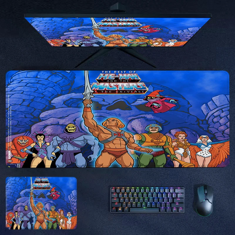 

Rubber Mousepad He Man Masters Of Universe Anime Mouse Pads Gamer Carpet Stitched Edge Keyboard Mat Extended Non-slip Deskmats