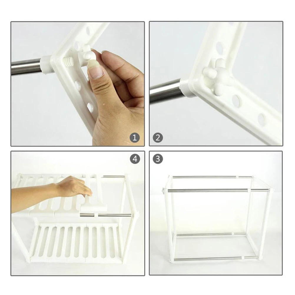 

Drying Rack Sink Shelf Retractable Holder White Telescopic Tray Two Layers Drainer Adjustable Height Non Slip Kitchen Storage