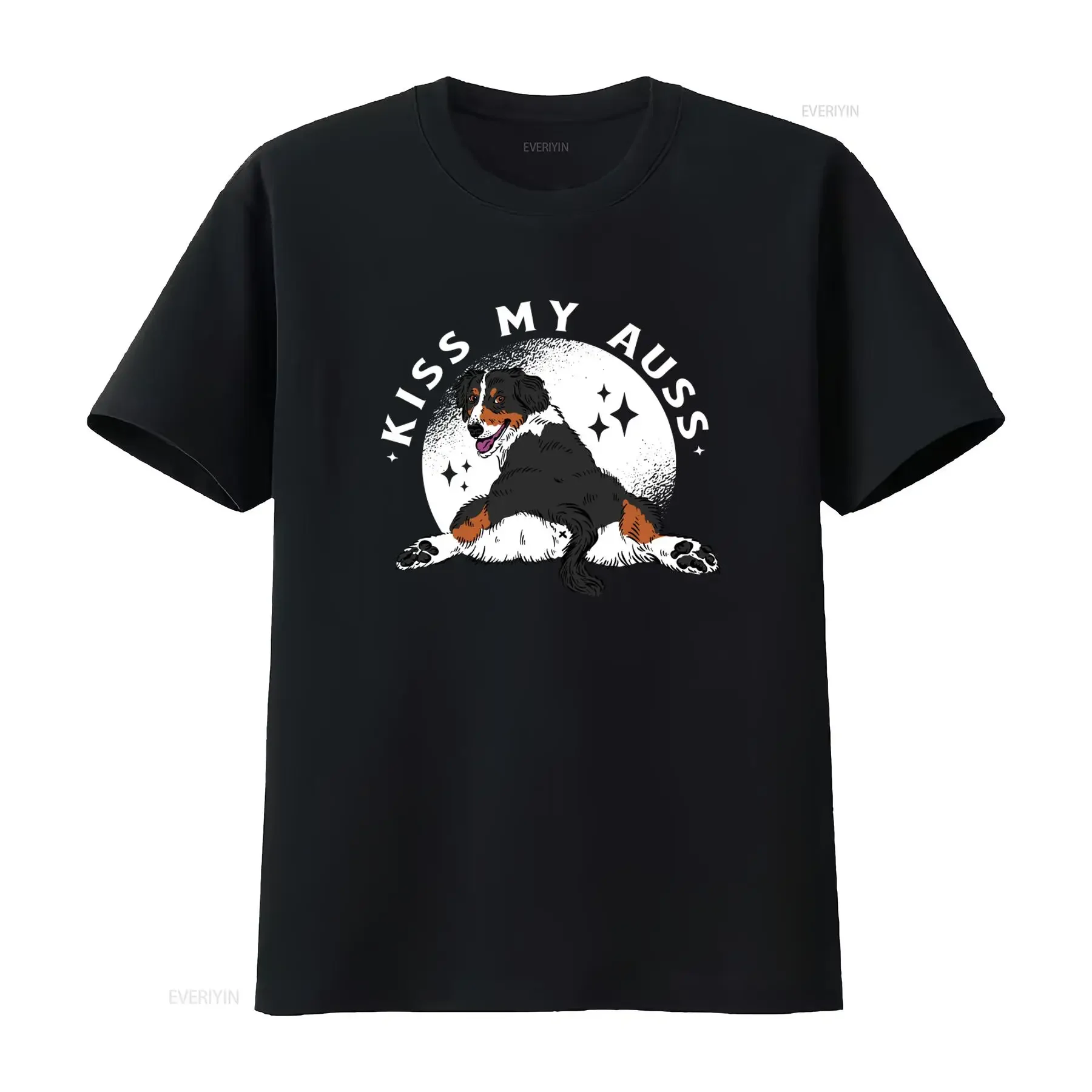 Kiss My Auss Aussie Australian Shepherd T Shirt for Dog Lovers Casual Wear vintage Washed fashion homme streetwear Versatile