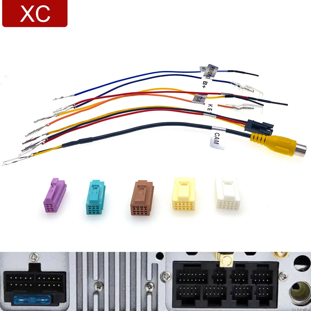 4 6 8 10 Pin DIY Car Radio Rear View Camera RCA Video Reverse Parking Adapter Cable Connector For Android Navigation