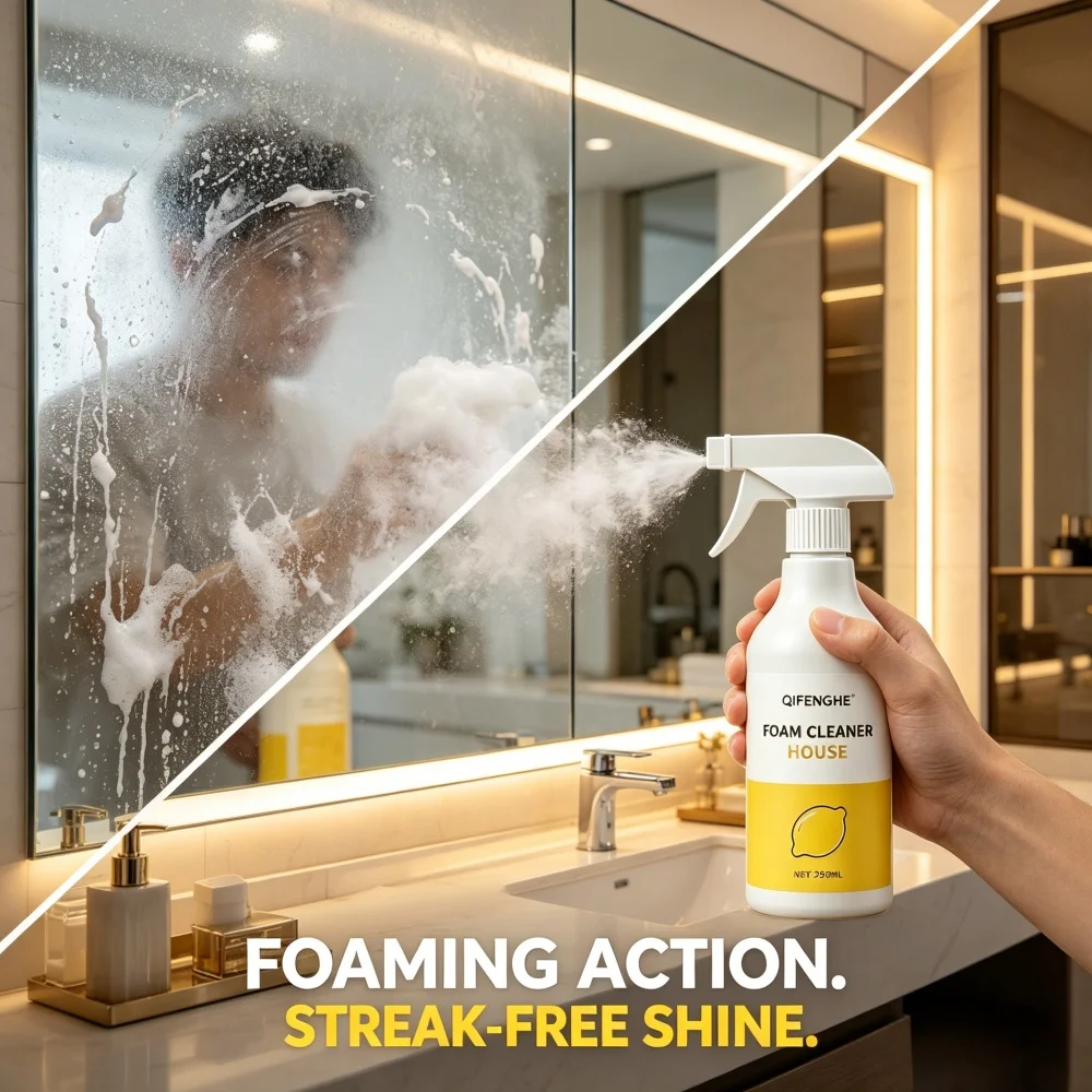 QIFENGHE 250ml Foam Cleaner Spray, Multi-Purpose Household Cleaning Foam, Lemon Scented for Kitchen, Remove Grease Dirt