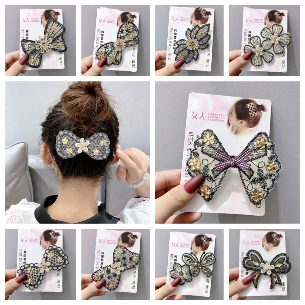 Fashion Flower Seamless Magic Paste Butterfly Bow Bangs Paste Headwear Cutting Salon Acessories Ladies