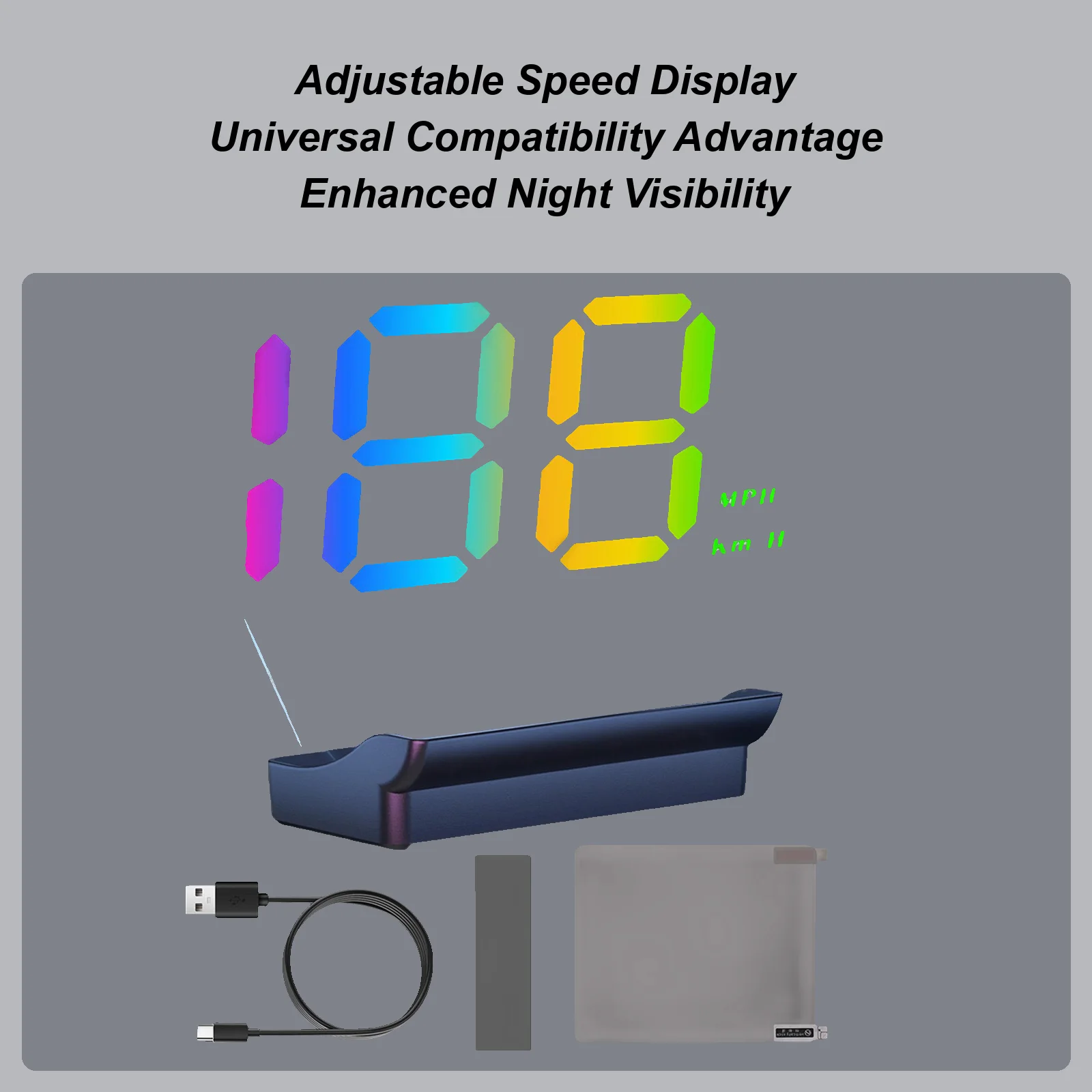

Car Smart HUD GPS Speedometer DualMode Windshield Projector Display with MPH/KMH, Shows Speed, Altitude, Trip Data