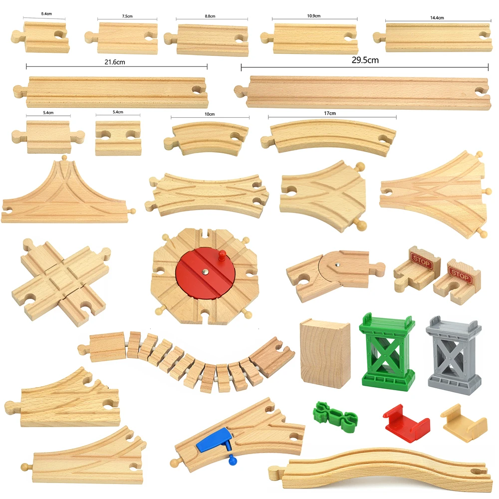 Wooden Tracks Railway Toys Beech Wooden Train Track Rail Bridge Pier Parts Fit Biro All Brand Track Educational Toy for Children