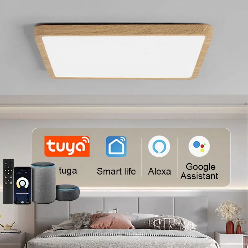 Tuya-lámparas de techo Led inteligentes, accesorio de iluminación cuadrado de 20 pulgadas, 2,4 cm, luces ultrafinas para sala de estar, dormitorio y balcón