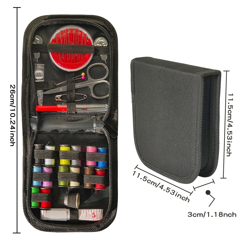 10-Piece Sewing Kit, Multi-Purpose Portable Sewing Supplies Set with Thread, Needles, Threader, Thimble, Measuring Tape