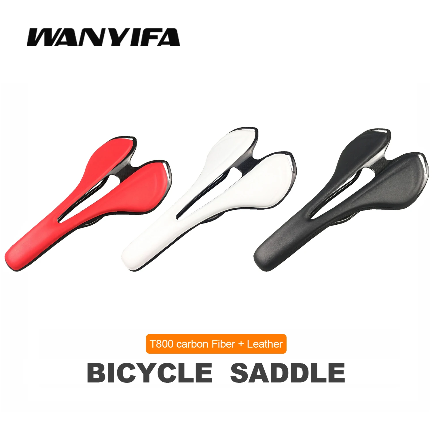 Wanyifa 3k Super Light Leather Carbon Fiber Saddle MTB  Bike Seat Saddle Bicycle Accessories