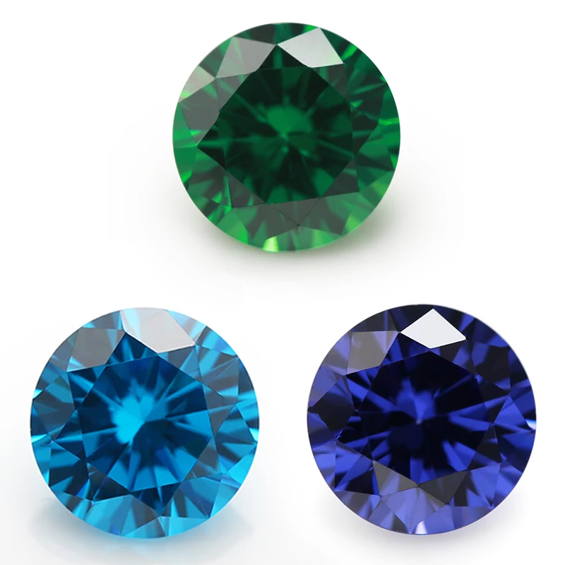 4.0mm 5mm 6.0mm 5A Round Cut Green,Sea Blue,Tanzanite Color CZ Stone Loose Cubic Zirconia Synthetic Gemstone for Jewelry